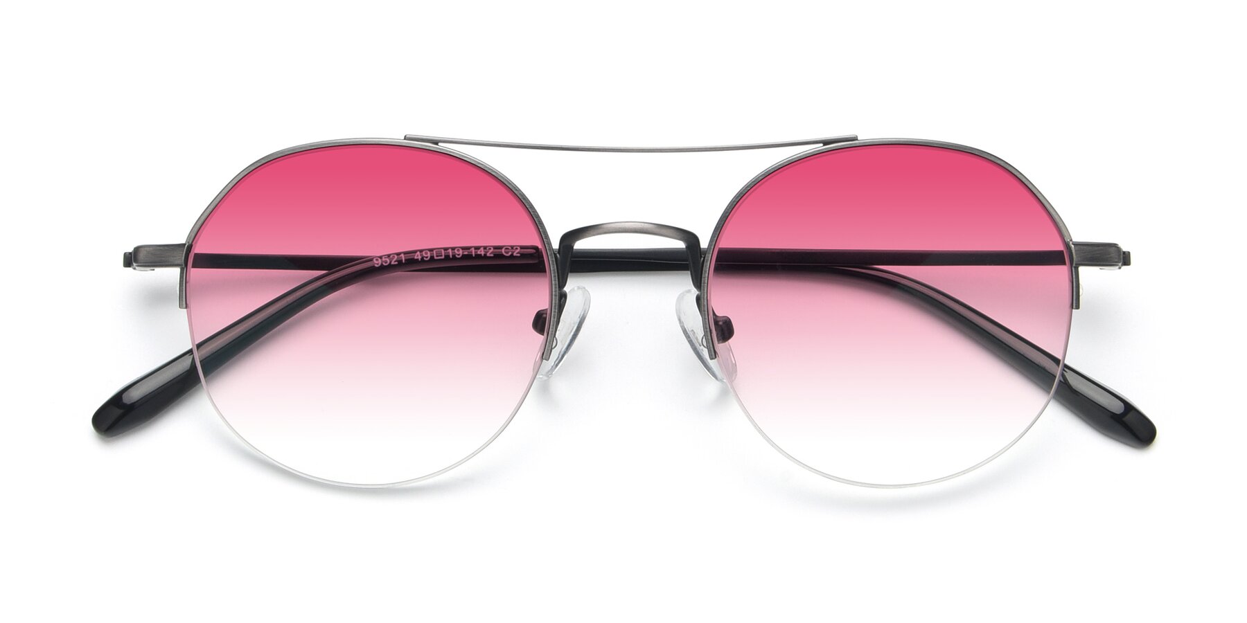 Folded Front of 9521 in Gunmetal with Pink Gradient Lenses