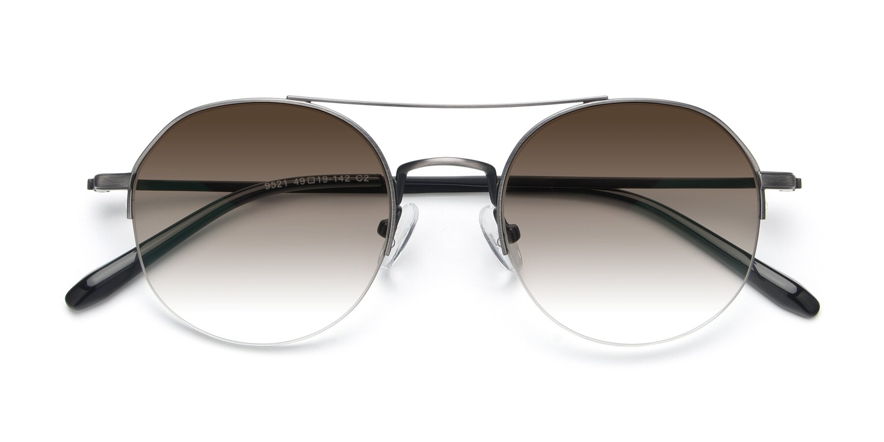 Folded Front of 9521 in Gunmetal with Brown Gradient Lenses