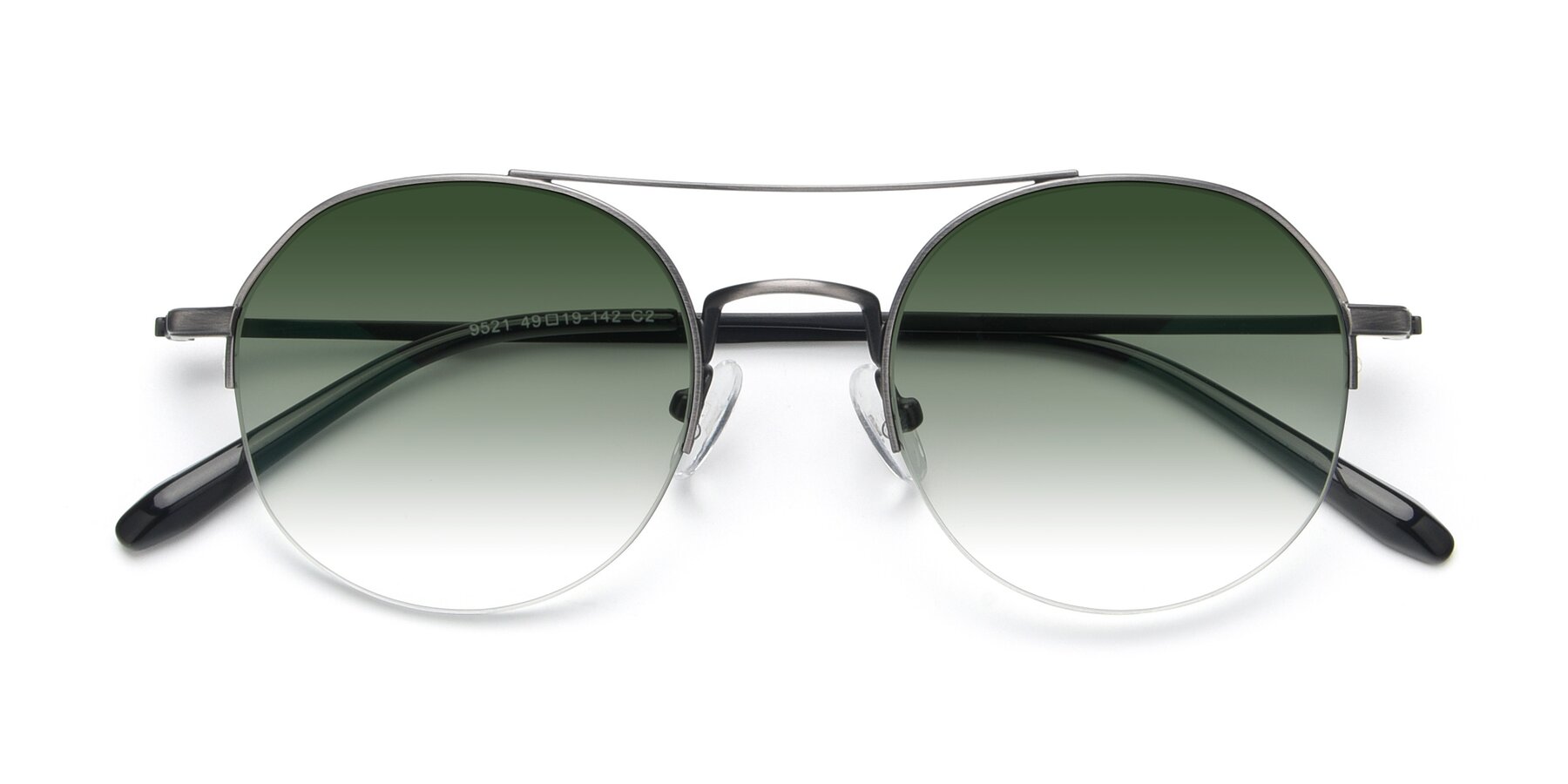 Folded Front of 9521 in Gunmetal with Green Gradient Lenses