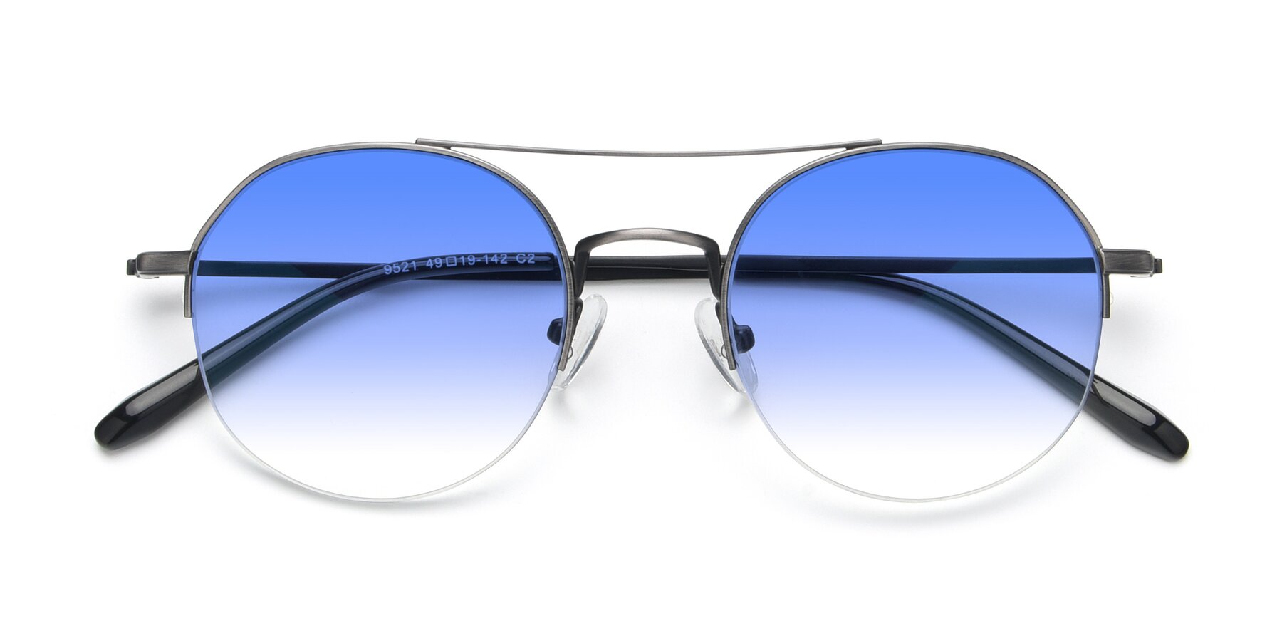 Folded Front of 9521 in Gunmetal with Blue Gradient Lenses