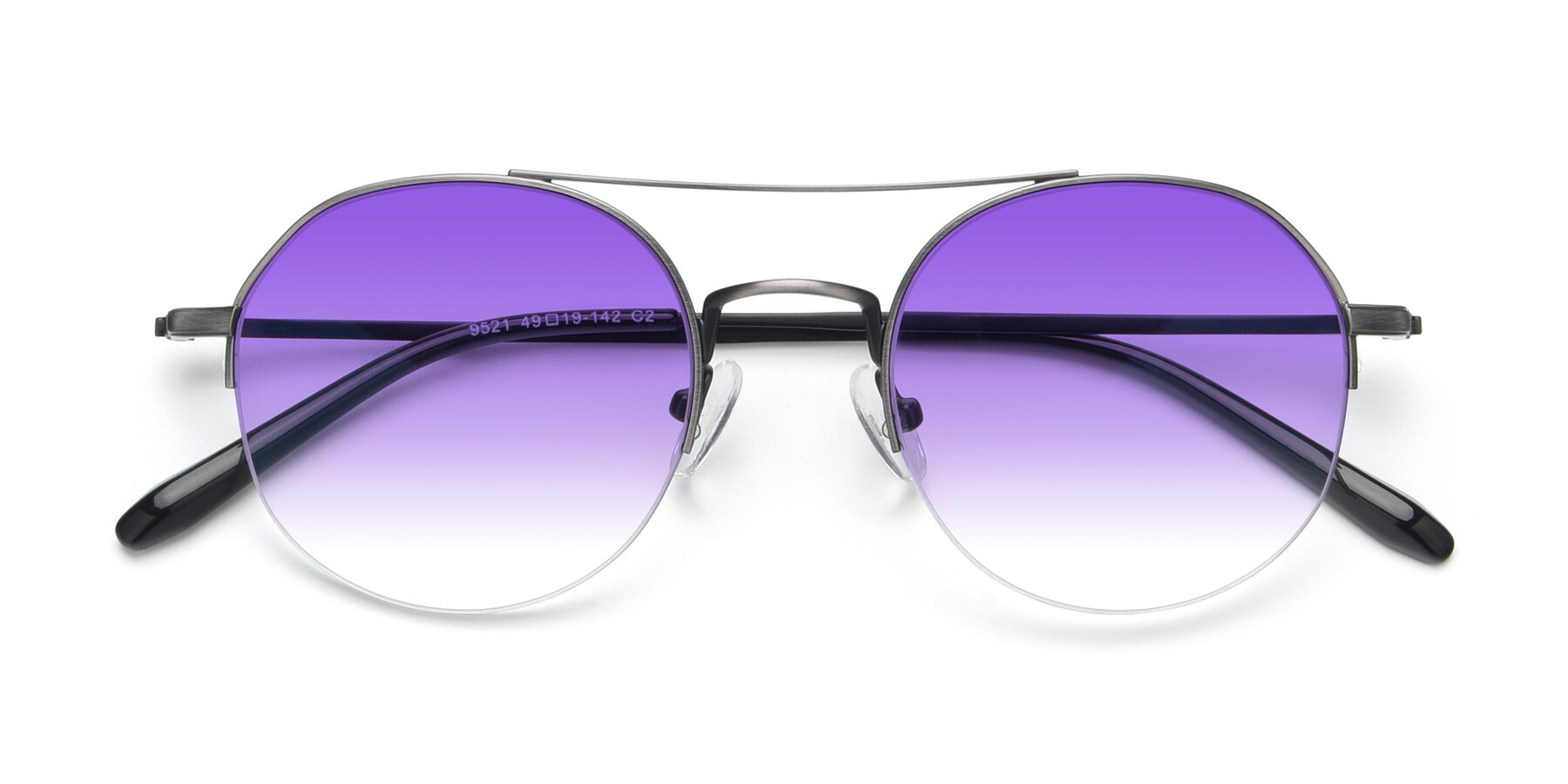 Folded Front of 9521 in Gunmetal with Purple Gradient Lenses
