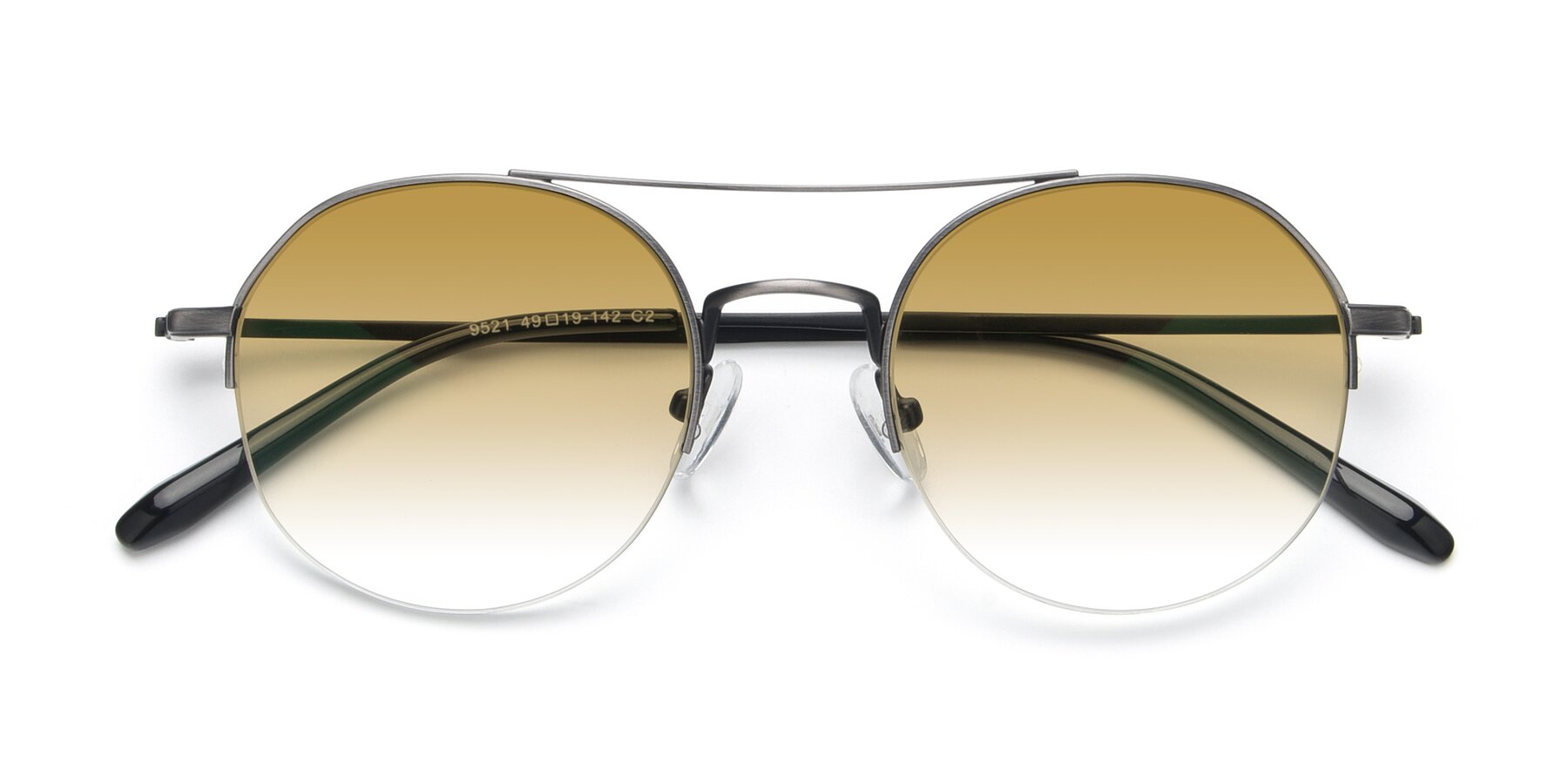 Folded Front of 9521 in Gunmetal with Champagne Gradient Lenses