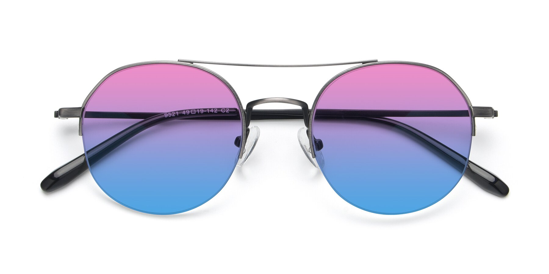 Folded Front of 9521 in Gunmetal with Pink / Blue Gradient Lenses