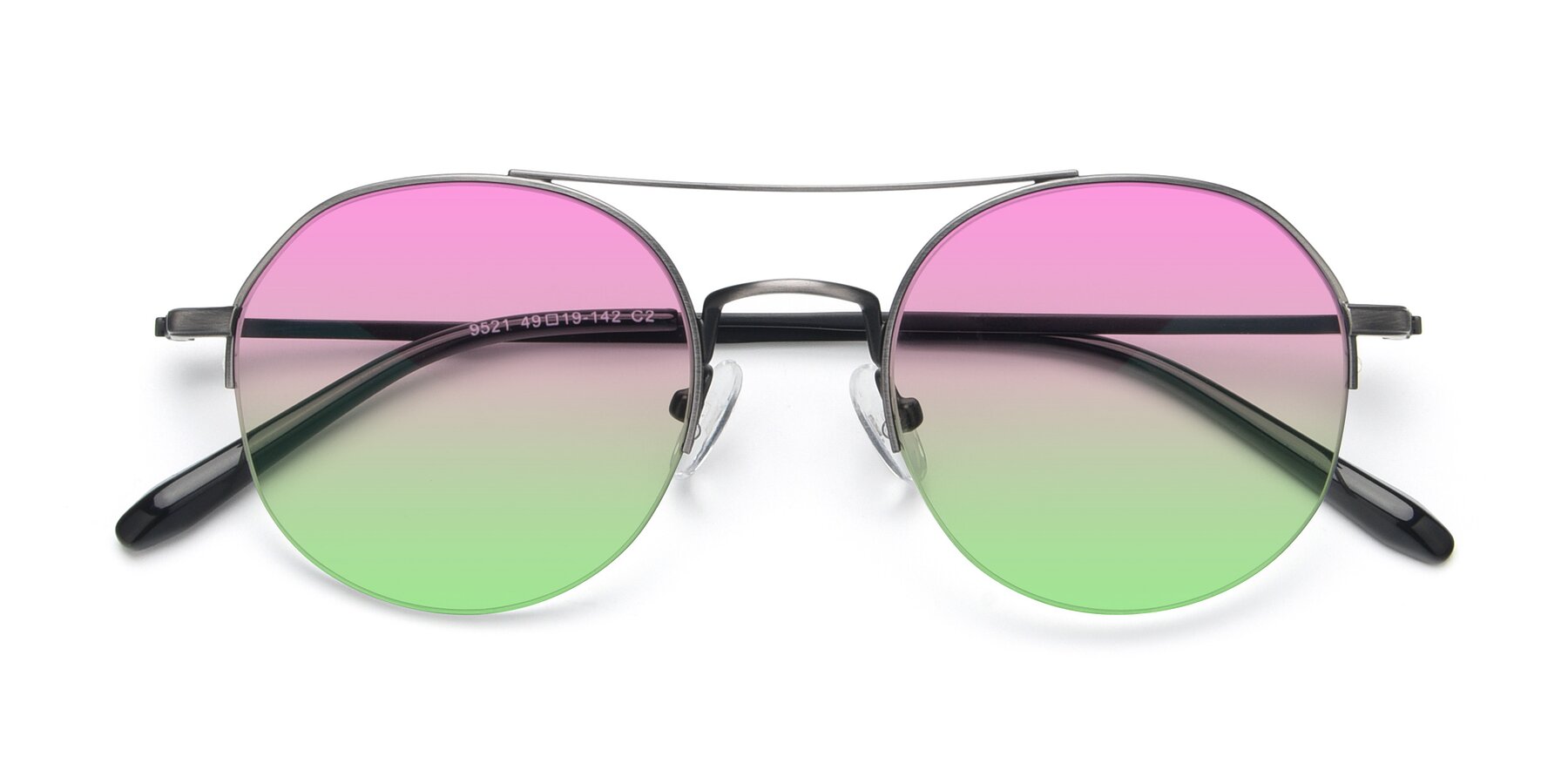 Folded Front of 9521 in Gunmetal with Pink / Green Gradient Lenses