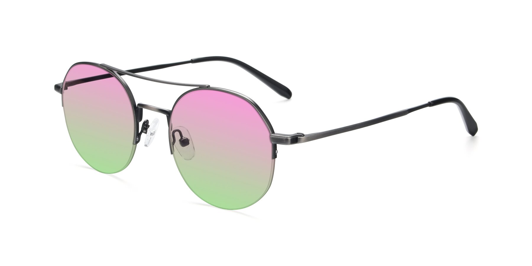 Angle of 9521 in Gunmetal with Pink / Green Gradient Lenses