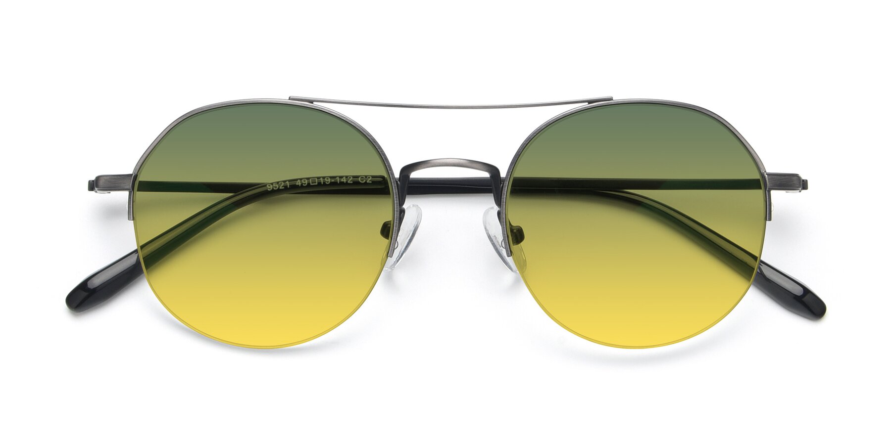 Folded Front of 9521 in Gunmetal with Green / Yellow Gradient Lenses