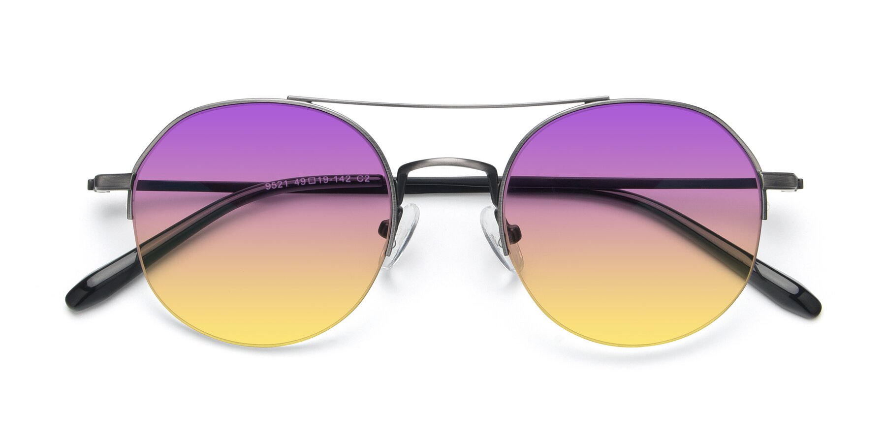 Folded Front of 9521 in Gunmetal with Purple / Yellow Gradient Lenses