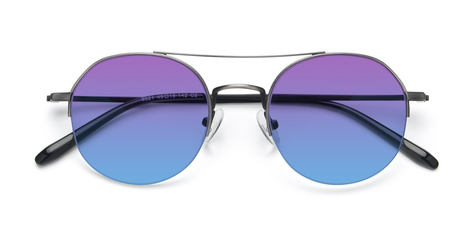 Folded Front of 9521 in Gunmetal with Purple / Blue Gradient Lenses