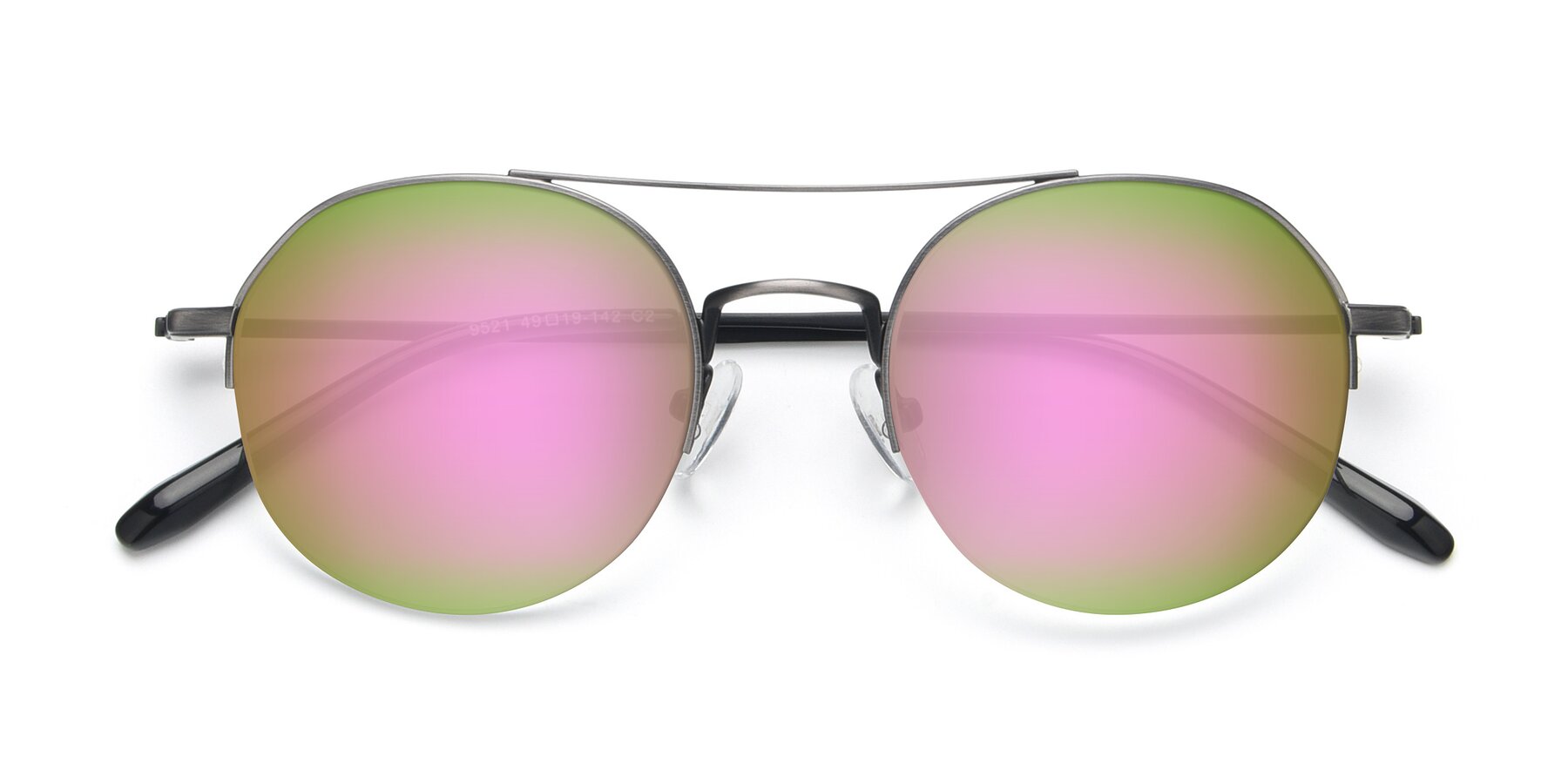 Folded Front of 9521 in Gunmetal with Pink Mirrored Lenses