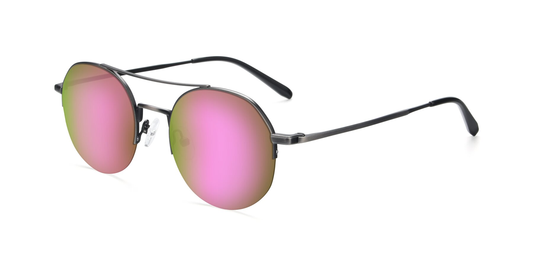 Angle of 9521 in Gunmetal with Pink Mirrored Lenses