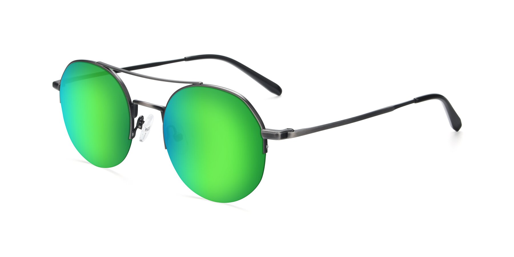 Angle of 9521 in Gunmetal with Green Mirrored Lenses