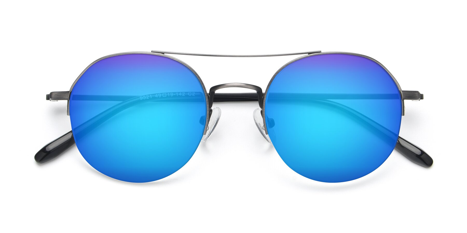 Folded Front of 9521 in Gunmetal with Blue Mirrored Lenses