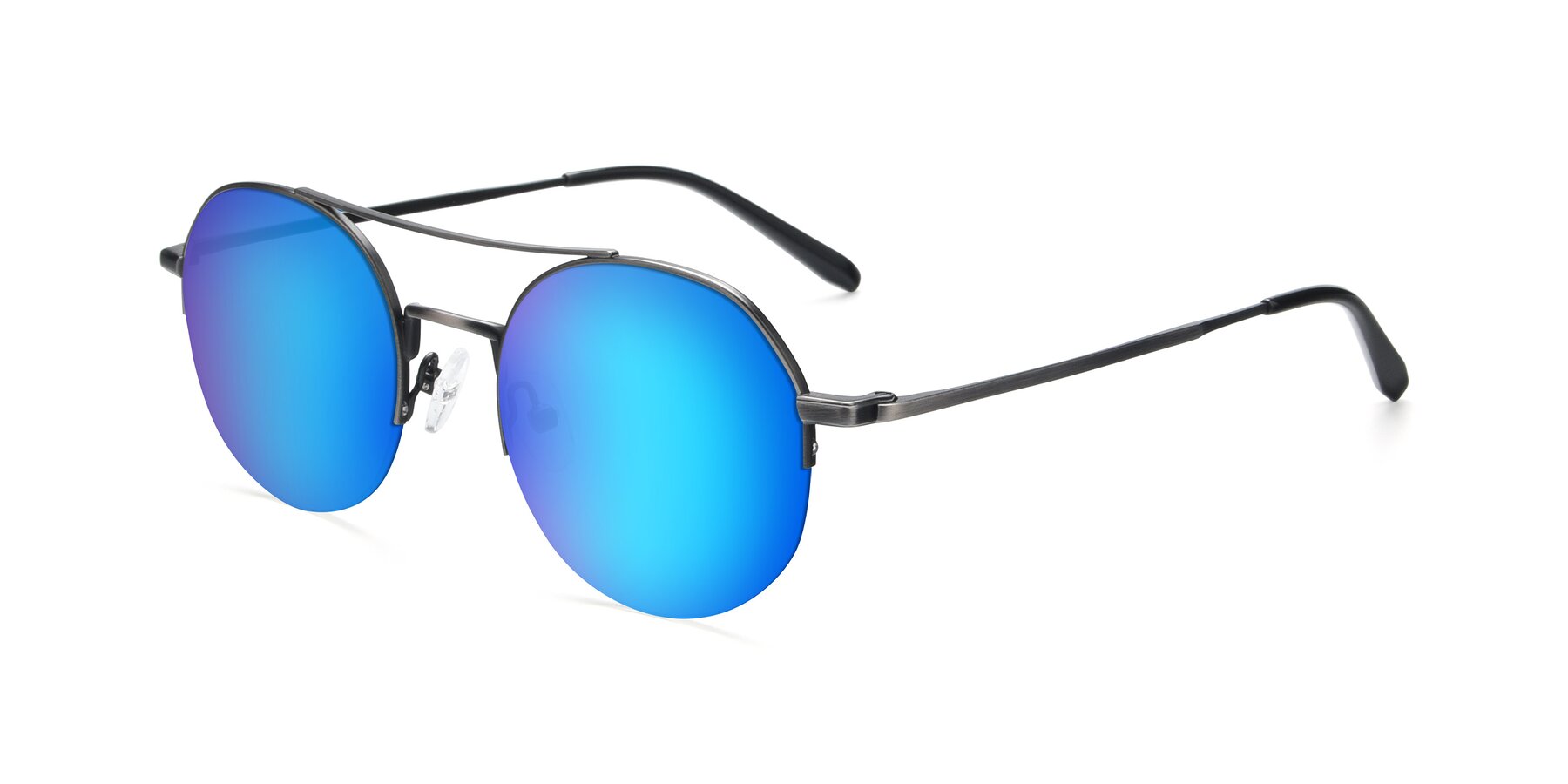 Angle of 9521 in Gunmetal with Blue Mirrored Lenses