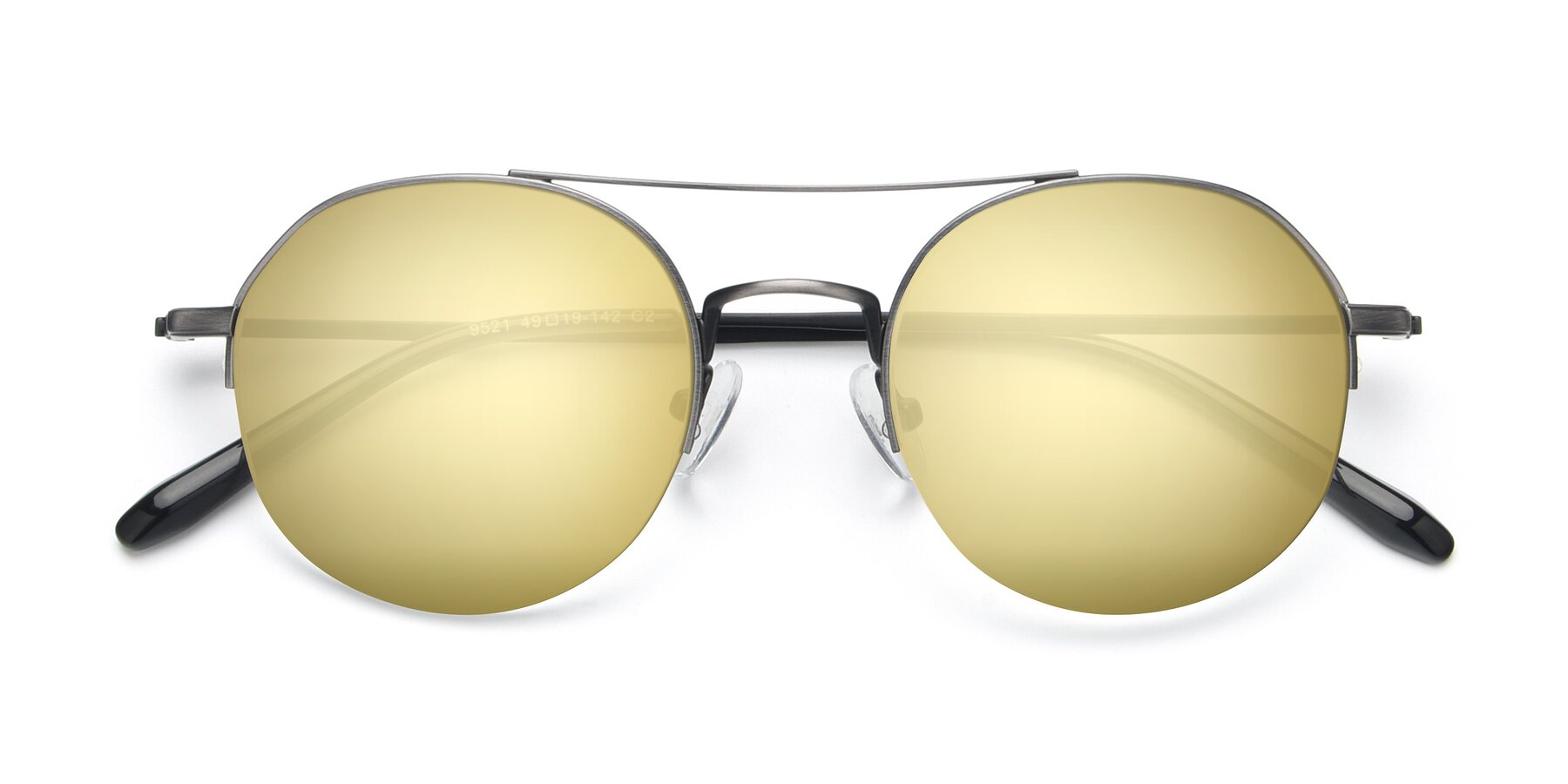 Folded Front of 9521 in Gunmetal with Gold Mirrored Lenses