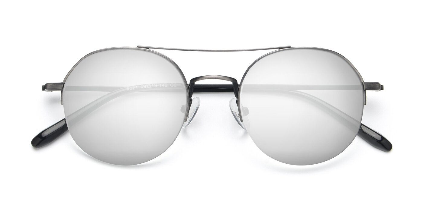 9521 - Gunmetal Flash Mirrored Sunglasses