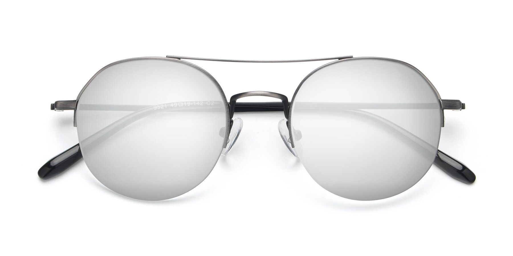 Folded Front of 9521 in Gunmetal with Silver Mirrored Lenses