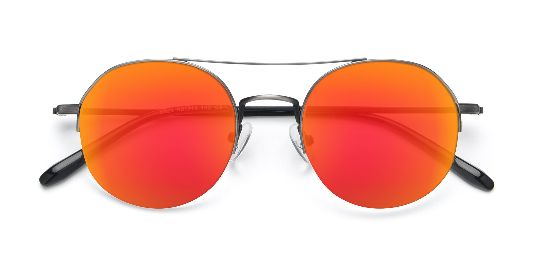 Folded Front of 9521 in Gunmetal with Red Gold Mirrored Lenses