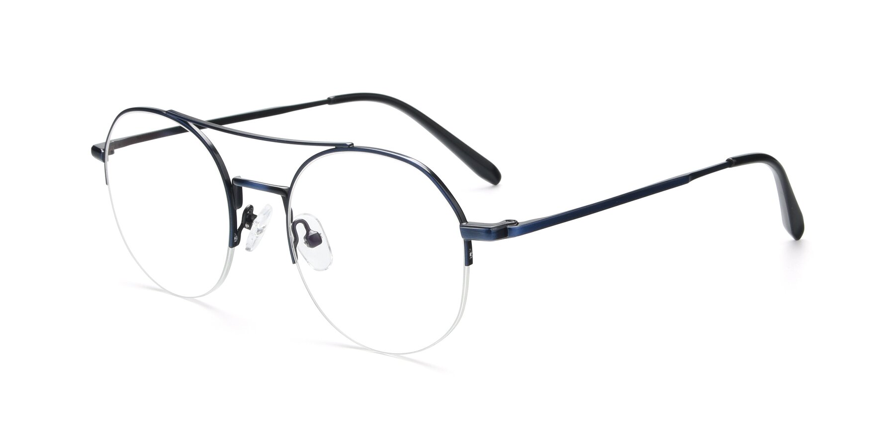 Angle of 9521 in Blue with Clear Reading Eyeglass Lenses