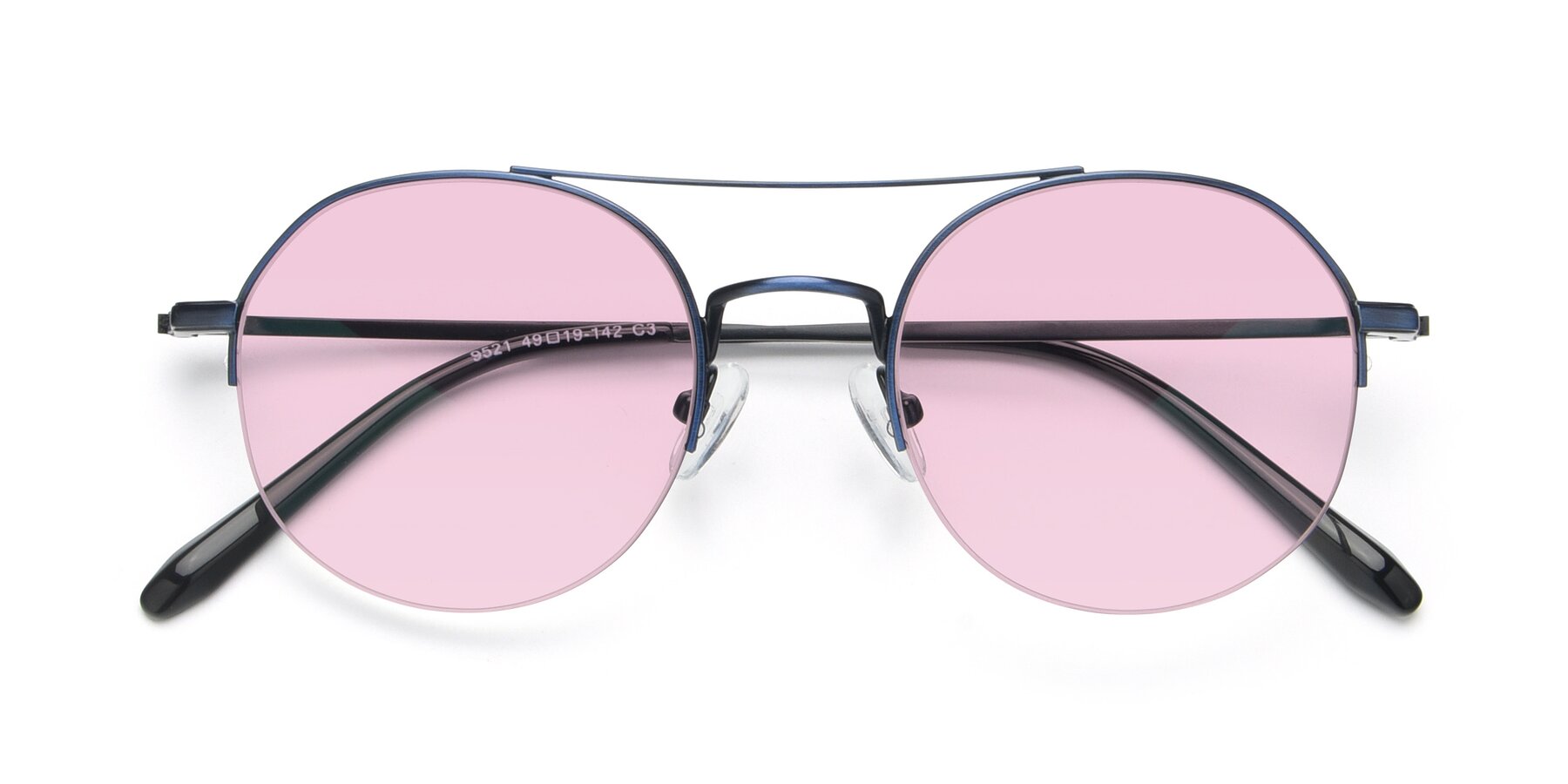 Folded Front of 9521 in Blue with Light Pink Tinted Lenses