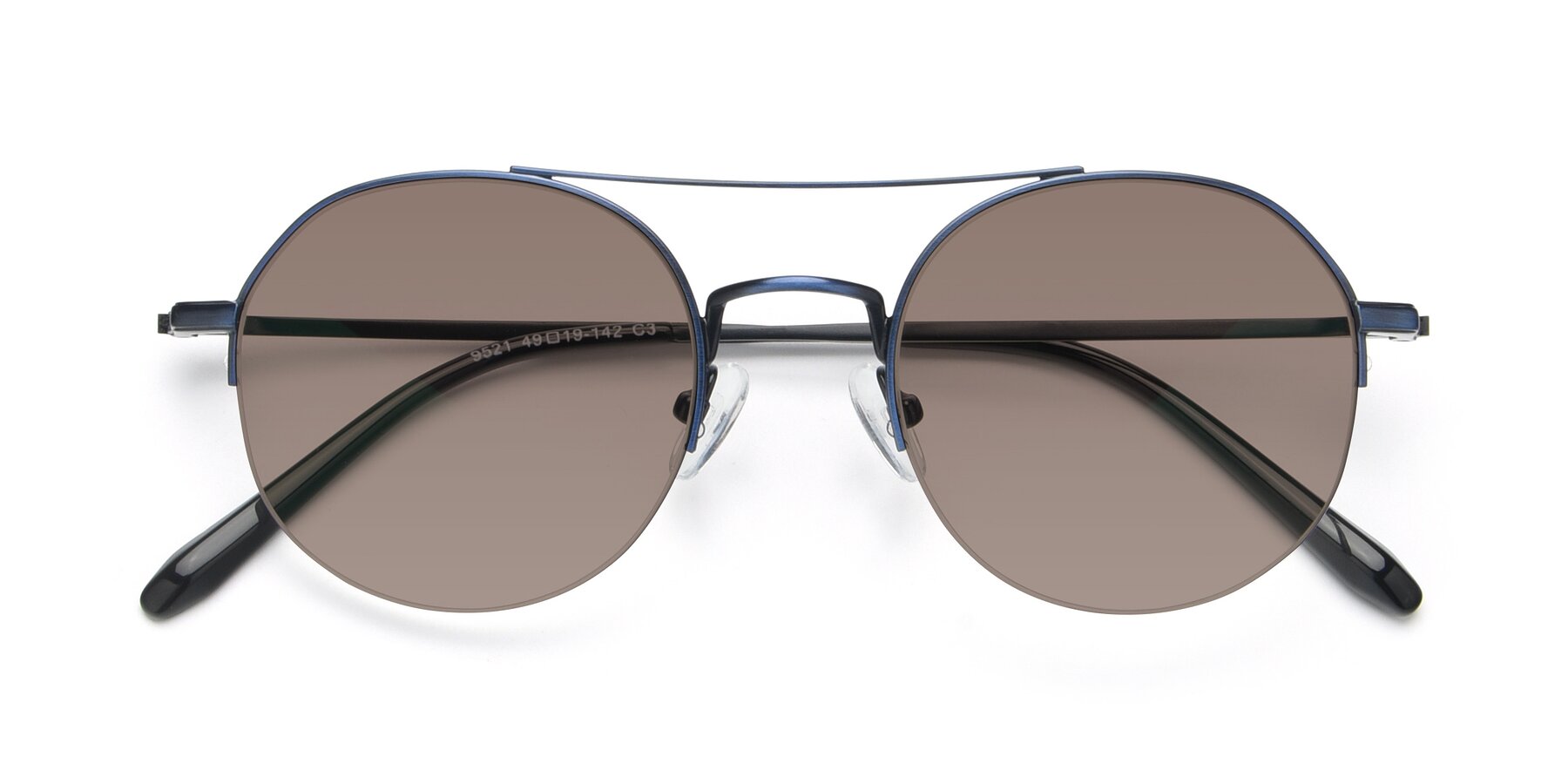 Folded Front of 9521 in Blue with Medium Brown Tinted Lenses