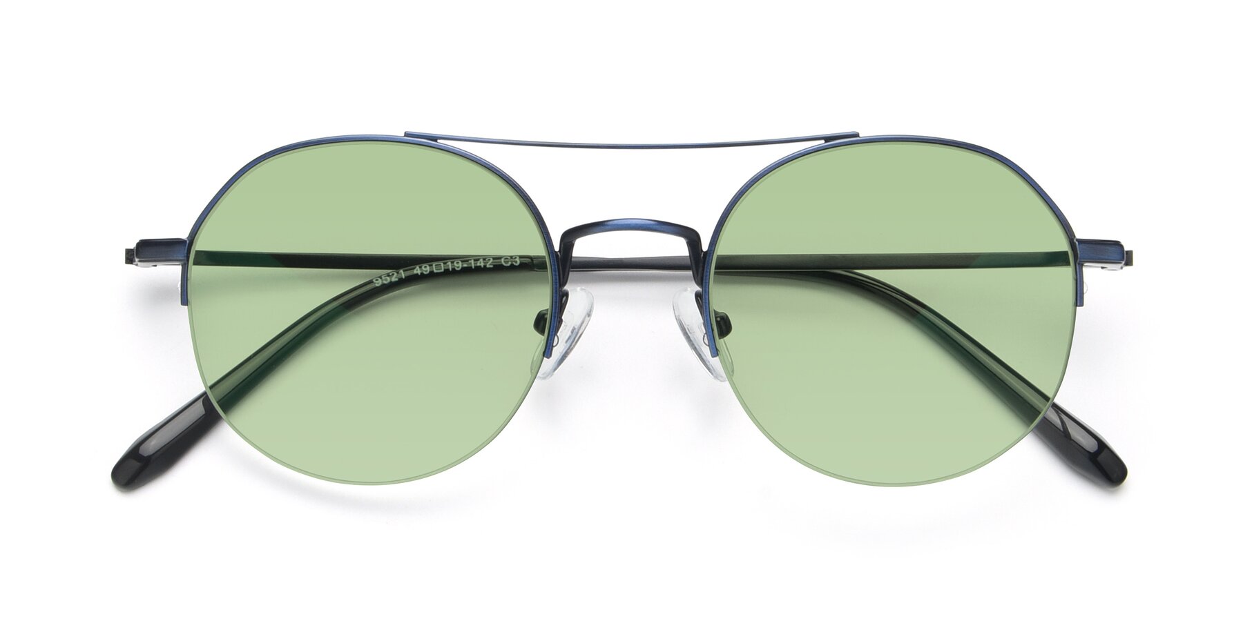 Folded Front of 9521 in Blue with Medium Green Tinted Lenses