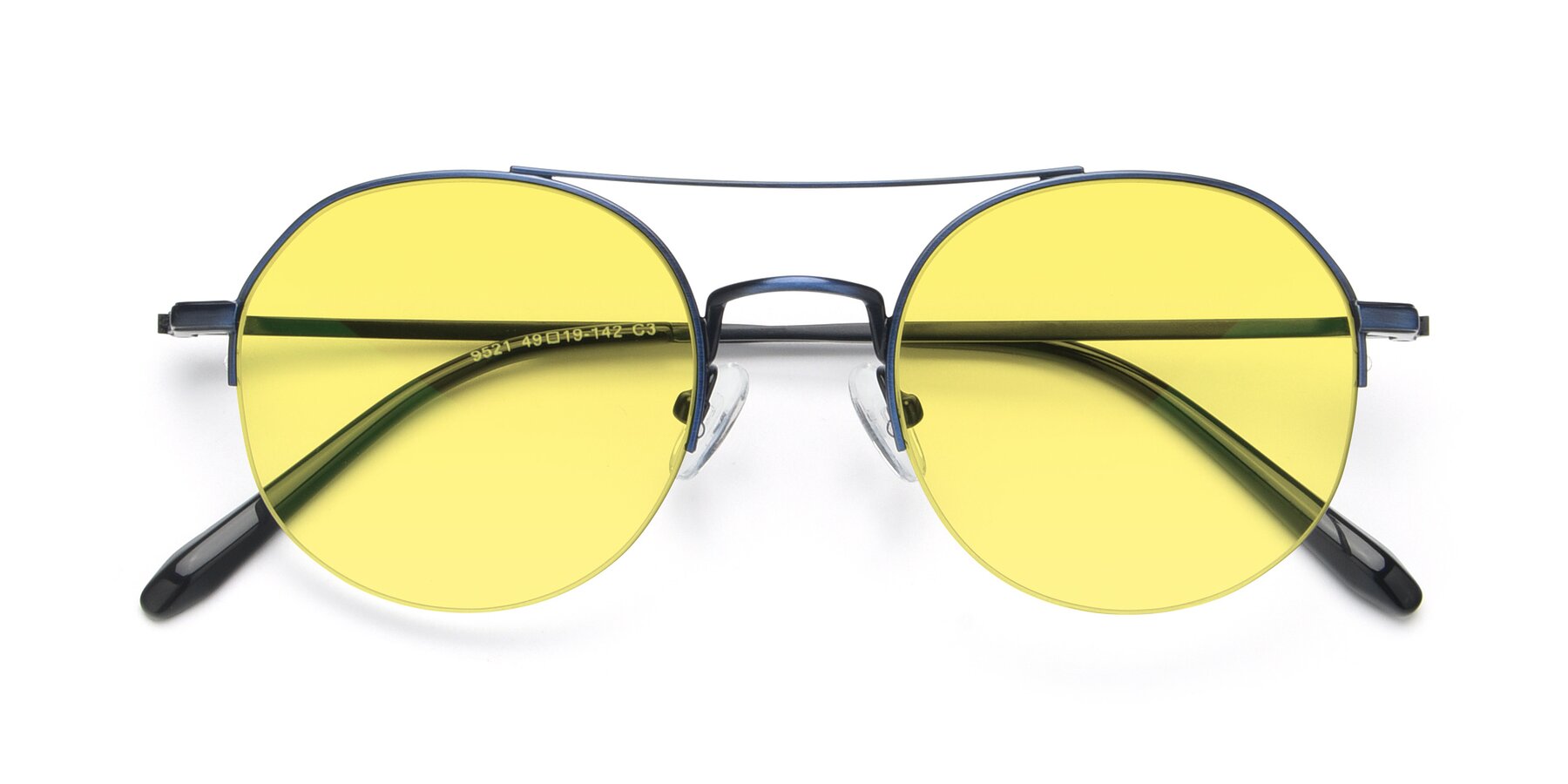 Folded Front of 9521 in Blue with Medium Yellow Tinted Lenses