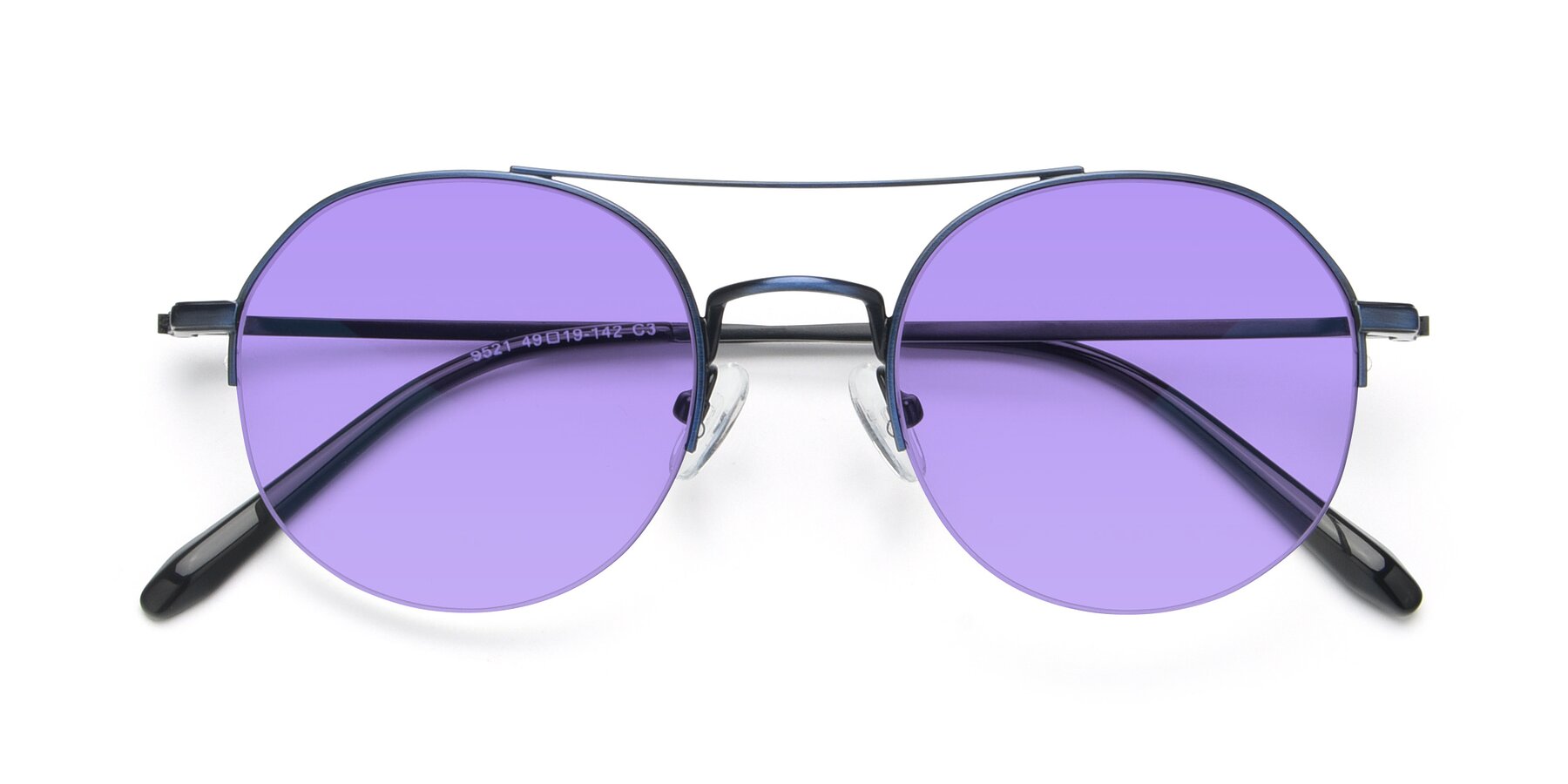 Folded Front of 9521 in Blue with Medium Purple Tinted Lenses