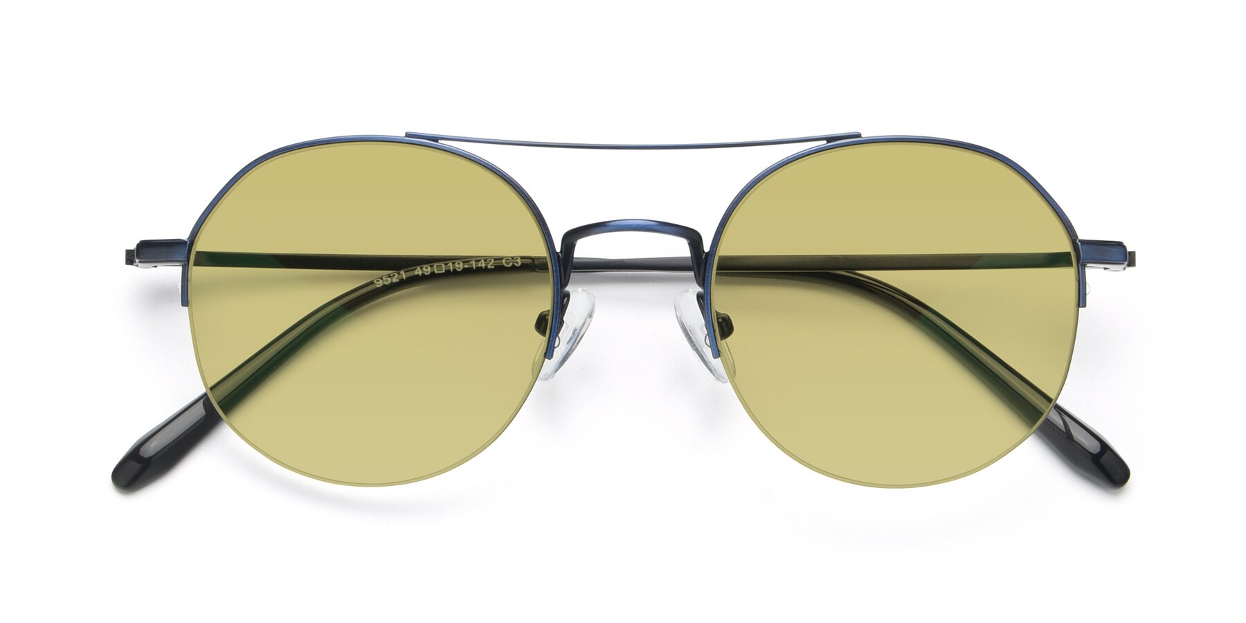 Folded Front of 9521 in Blue with Medium Champagne Tinted Lenses