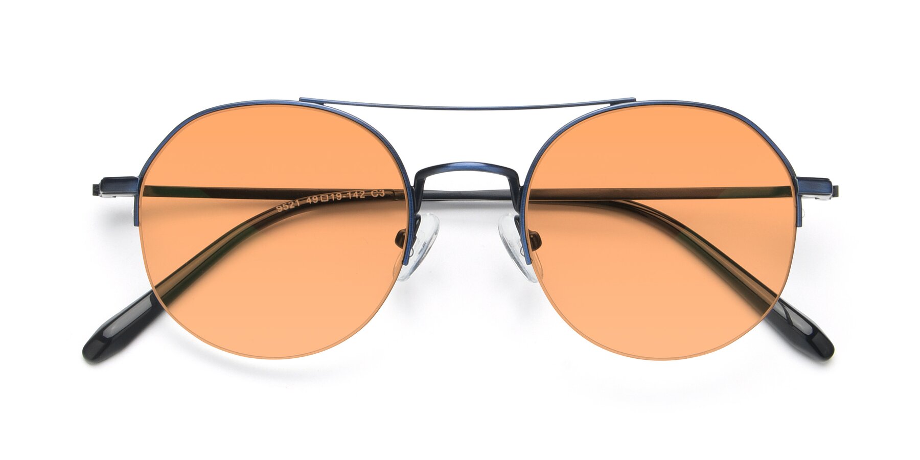 Folded Front of 9521 in Blue with Medium Orange Tinted Lenses