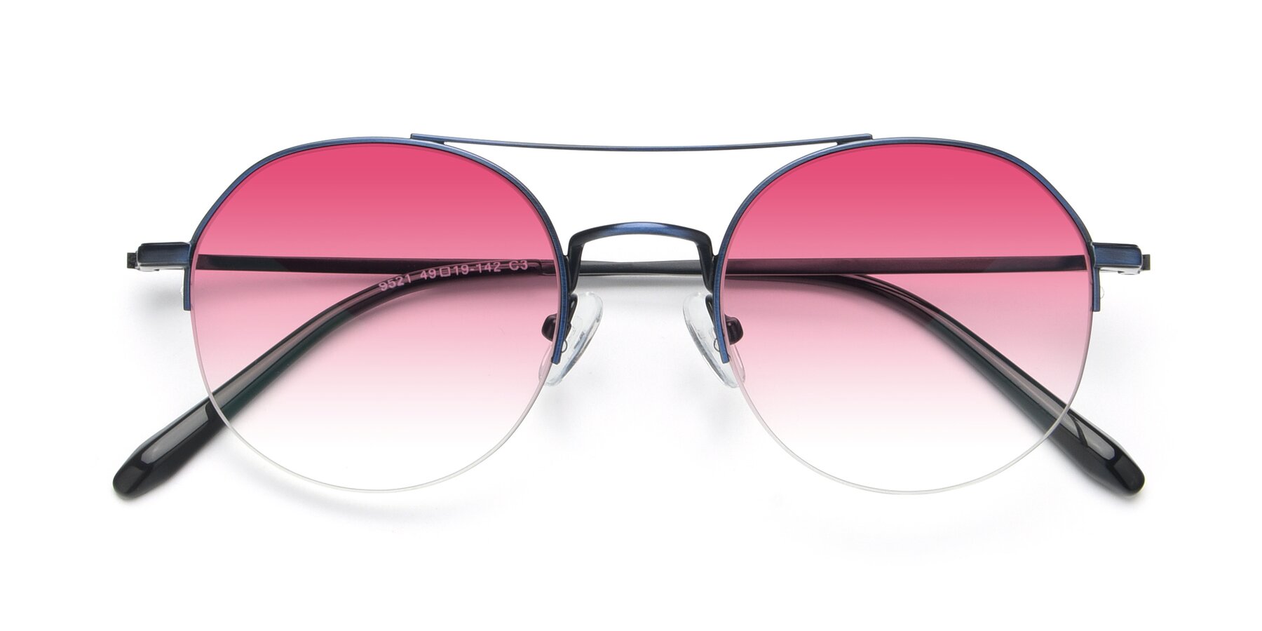 Folded Front of 9521 in Blue with Pink Gradient Lenses