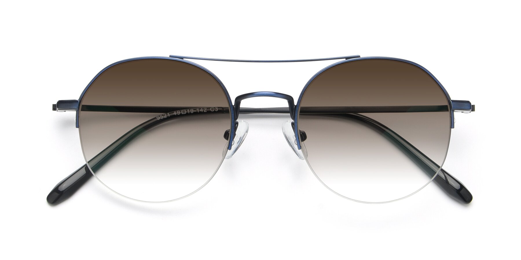 Folded Front of 9521 in Blue with Brown Gradient Lenses