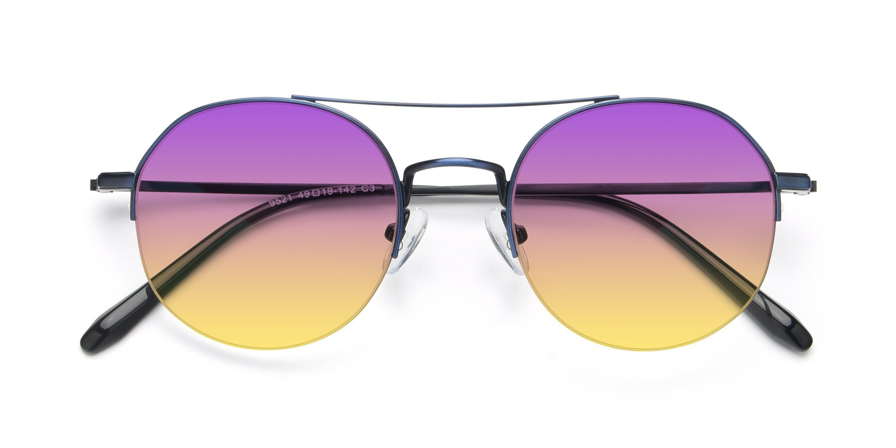 Folded Front of 9521 in Blue with Purple / Yellow Gradient Lenses