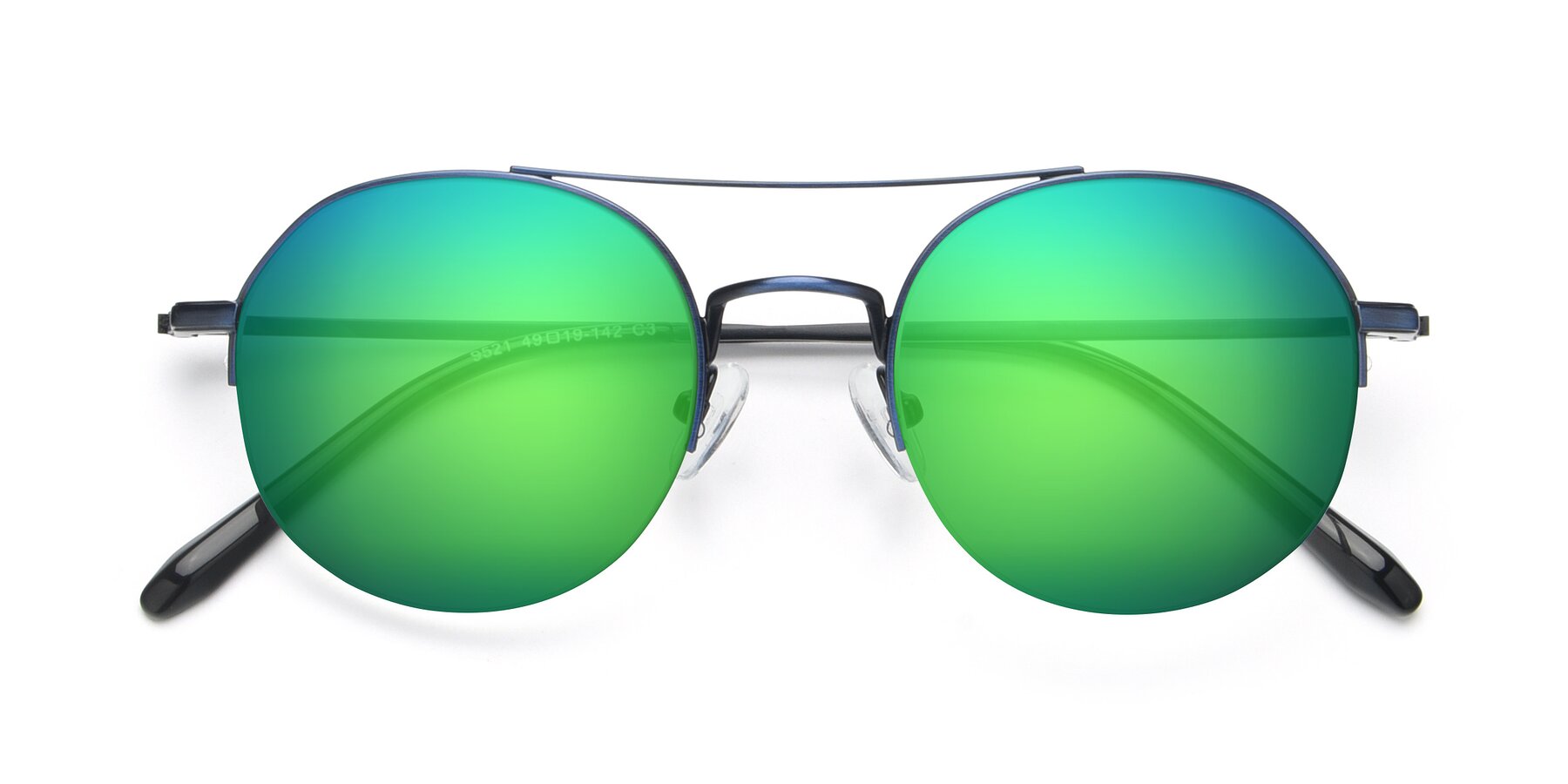 Folded Front of 9521 in Blue with Green Mirrored Lenses
