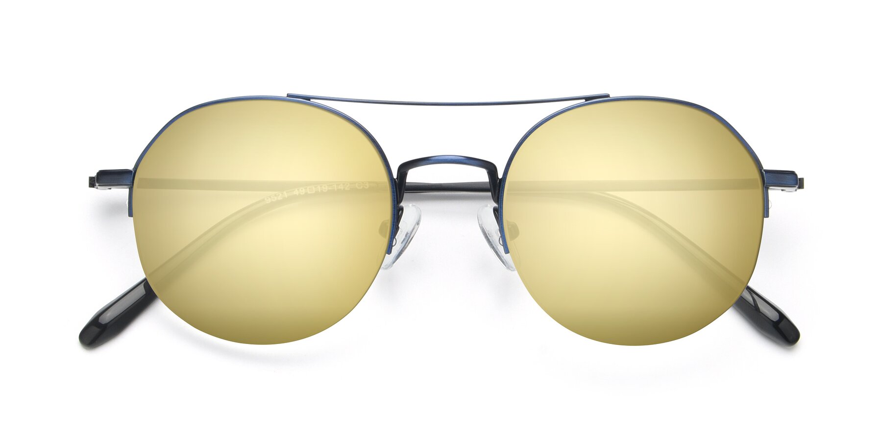 Folded Front of 9521 in Blue with Gold Mirrored Lenses