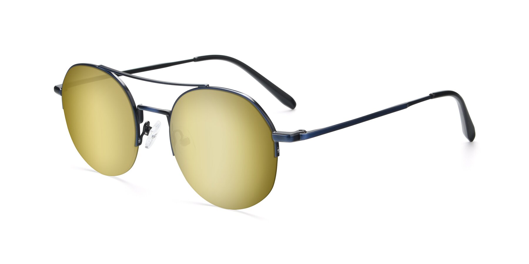 Angle of 9521 in Blue with Gold Mirrored Lenses