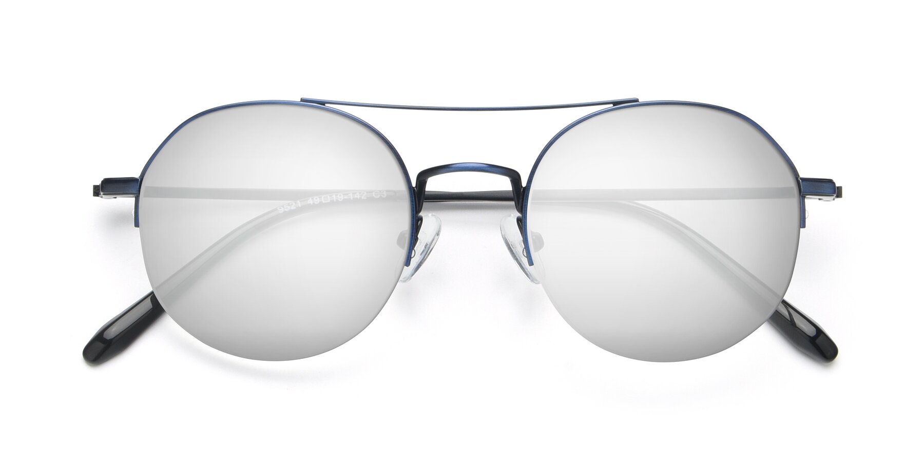 Folded Front of 9521 in Blue with Silver Mirrored Lenses