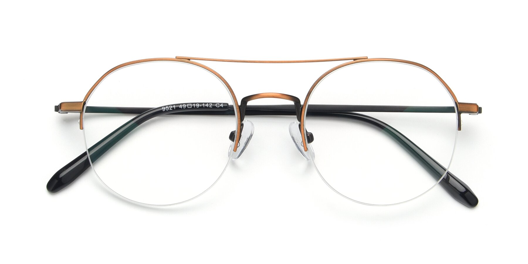 Folded Front of 9521 in Bronze with Clear Reading Eyeglass Lenses
