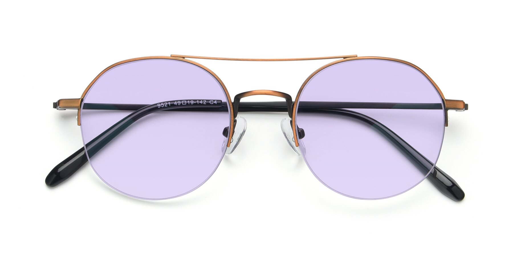 Folded Front of 9521 in Bronze with Light Purple Tinted Lenses