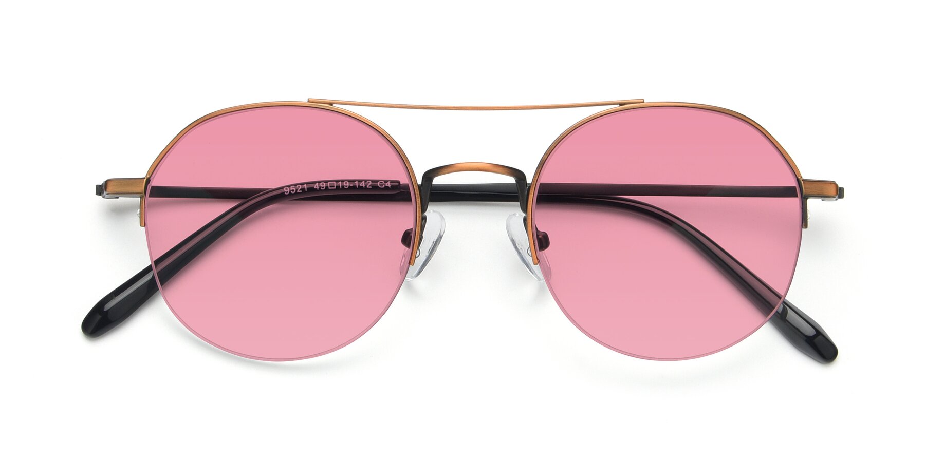 Folded Front of 9521 in Bronze with Pink Tinted Lenses
