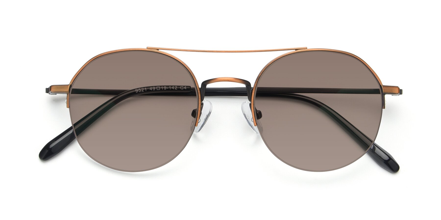 Folded Front of 9521 in Bronze with Medium Brown Tinted Lenses