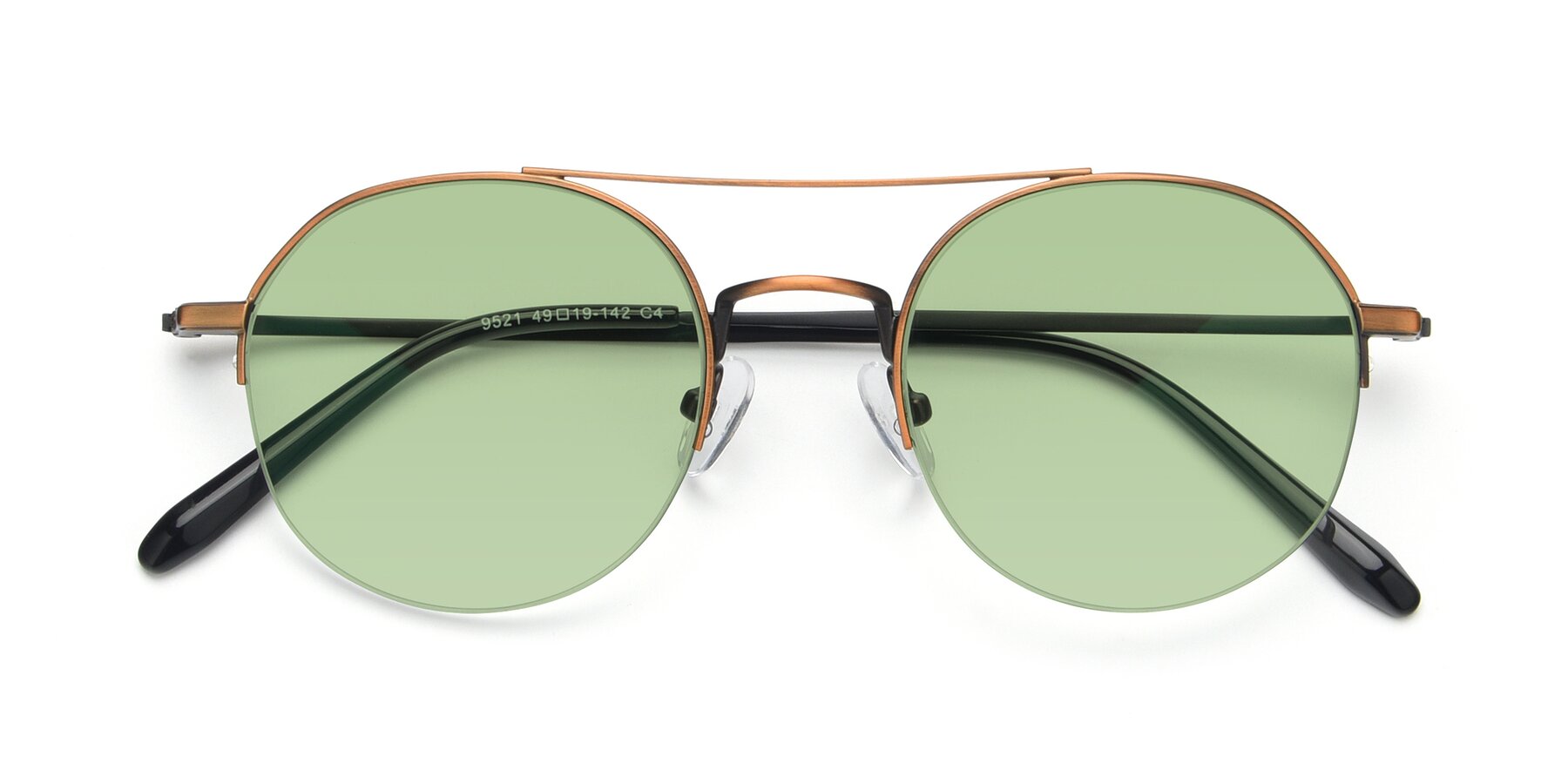 Folded Front of 9521 in Bronze with Medium Green Tinted Lenses
