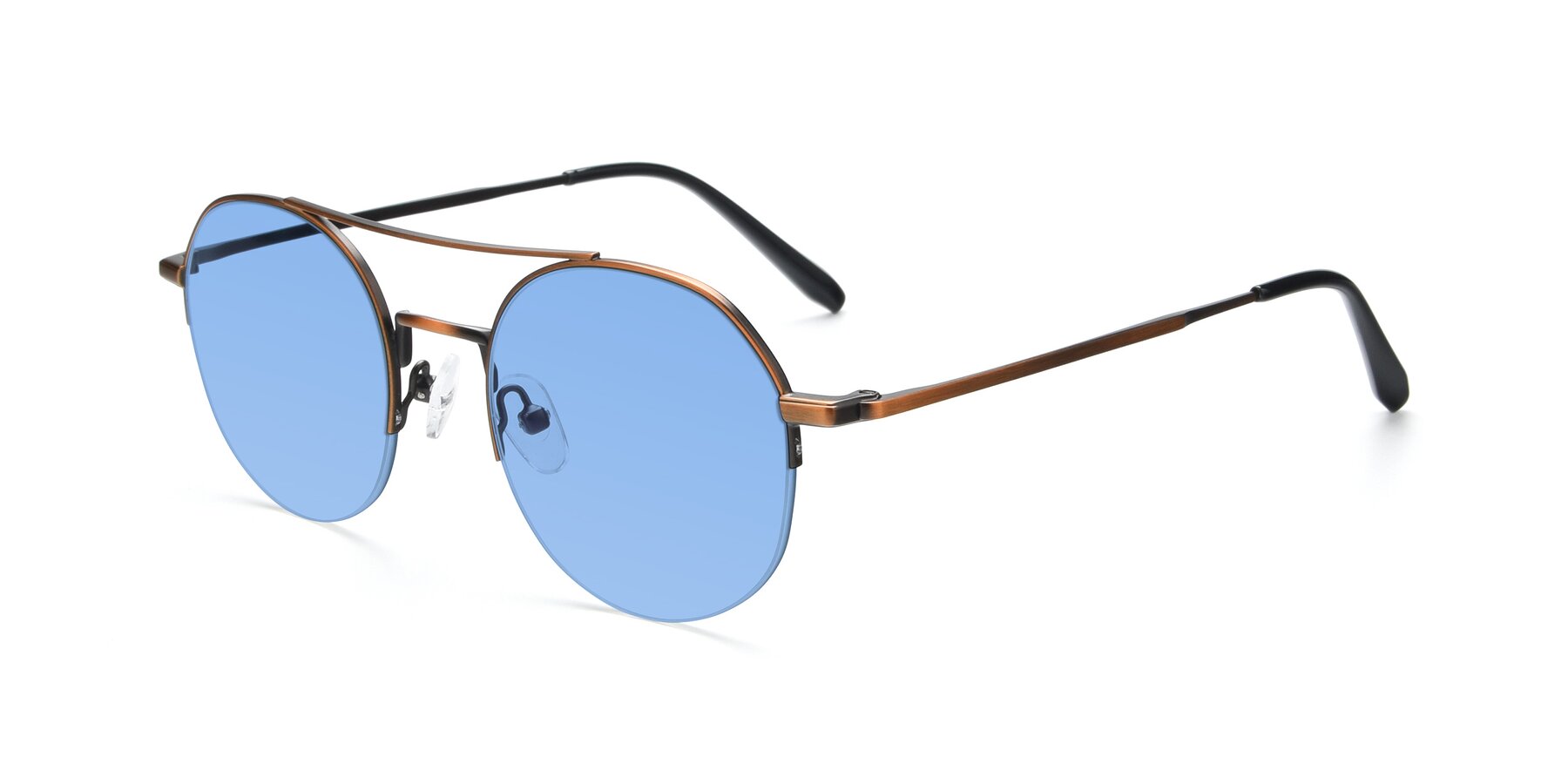 Angle of 9521 in Bronze with Medium Blue Tinted Lenses