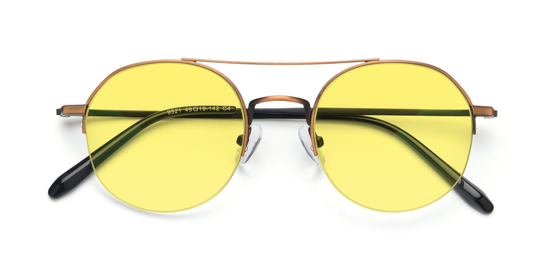 Folded Front of 9521 in Bronze with Medium Yellow Tinted Lenses