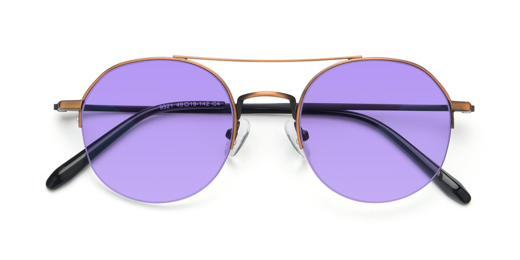 Folded Front of 9521 in Bronze with Medium Purple Tinted Lenses