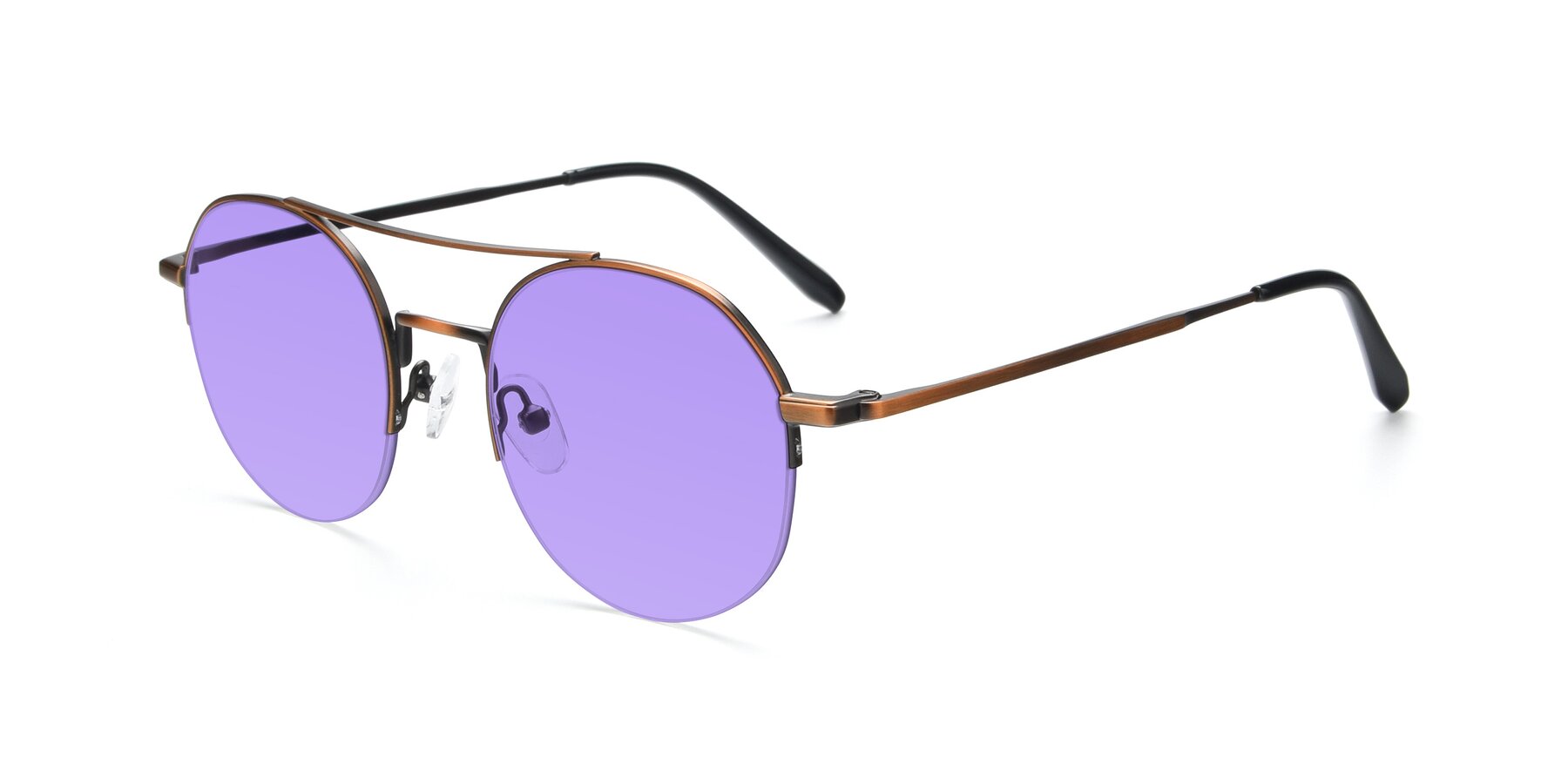 Angle of 9521 in Bronze with Medium Purple Tinted Lenses