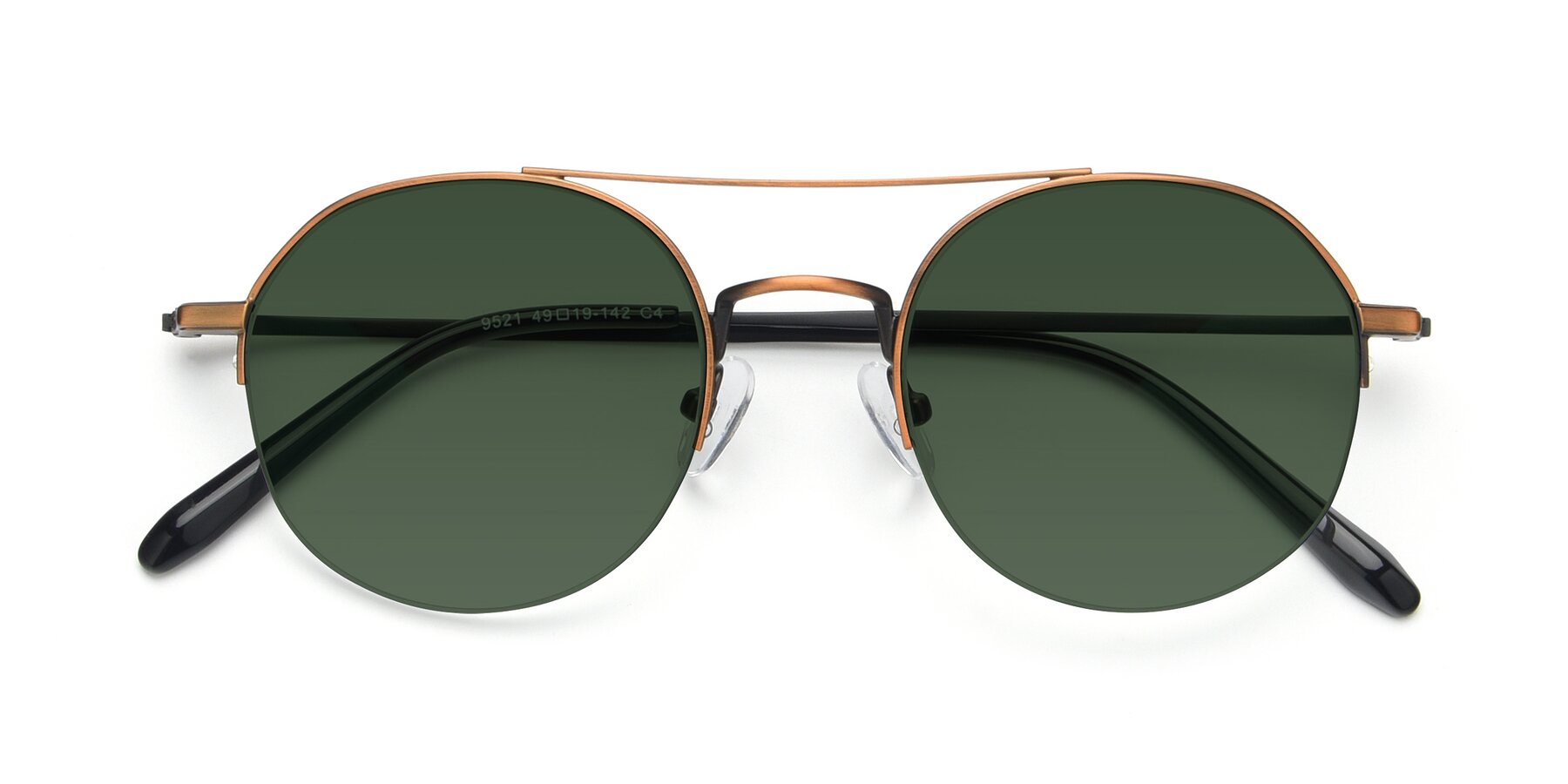 Folded Front of 9521 in Bronze with Green Tinted Lenses