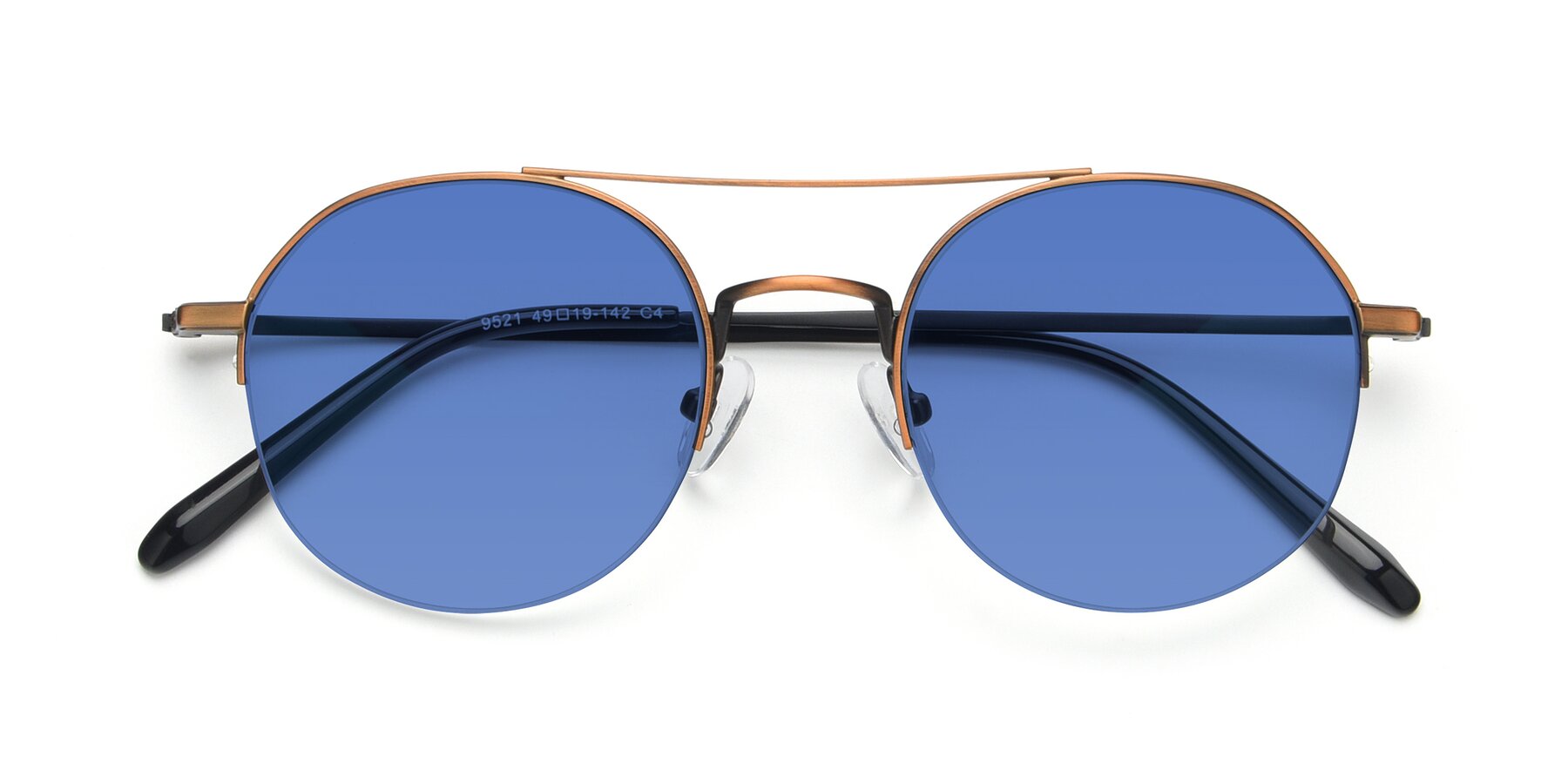 Folded Front of 9521 in Bronze with Blue Tinted Lenses