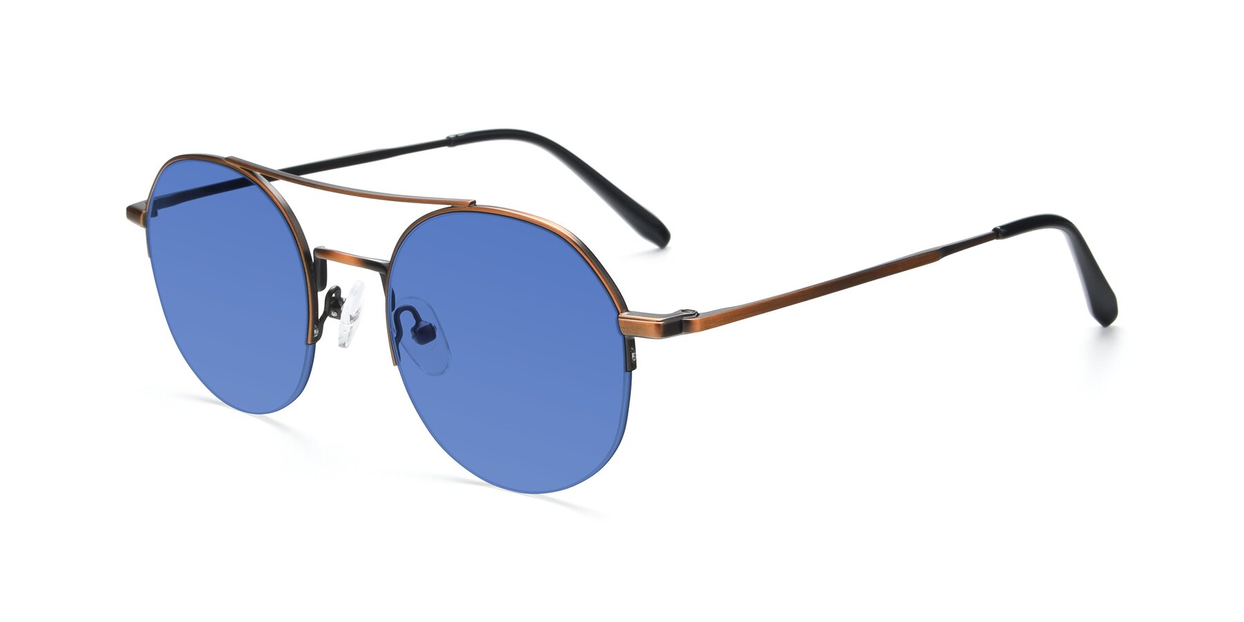 Angle of 9521 in Bronze with Blue Tinted Lenses