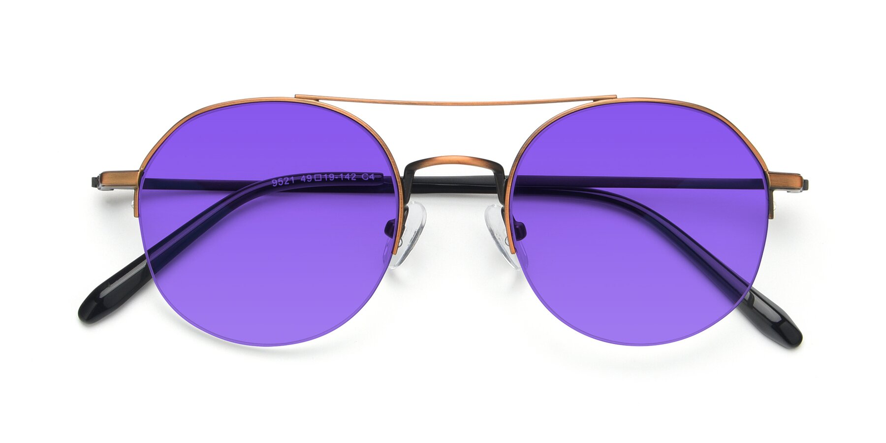 Folded Front of 9521 in Bronze with Purple Tinted Lenses