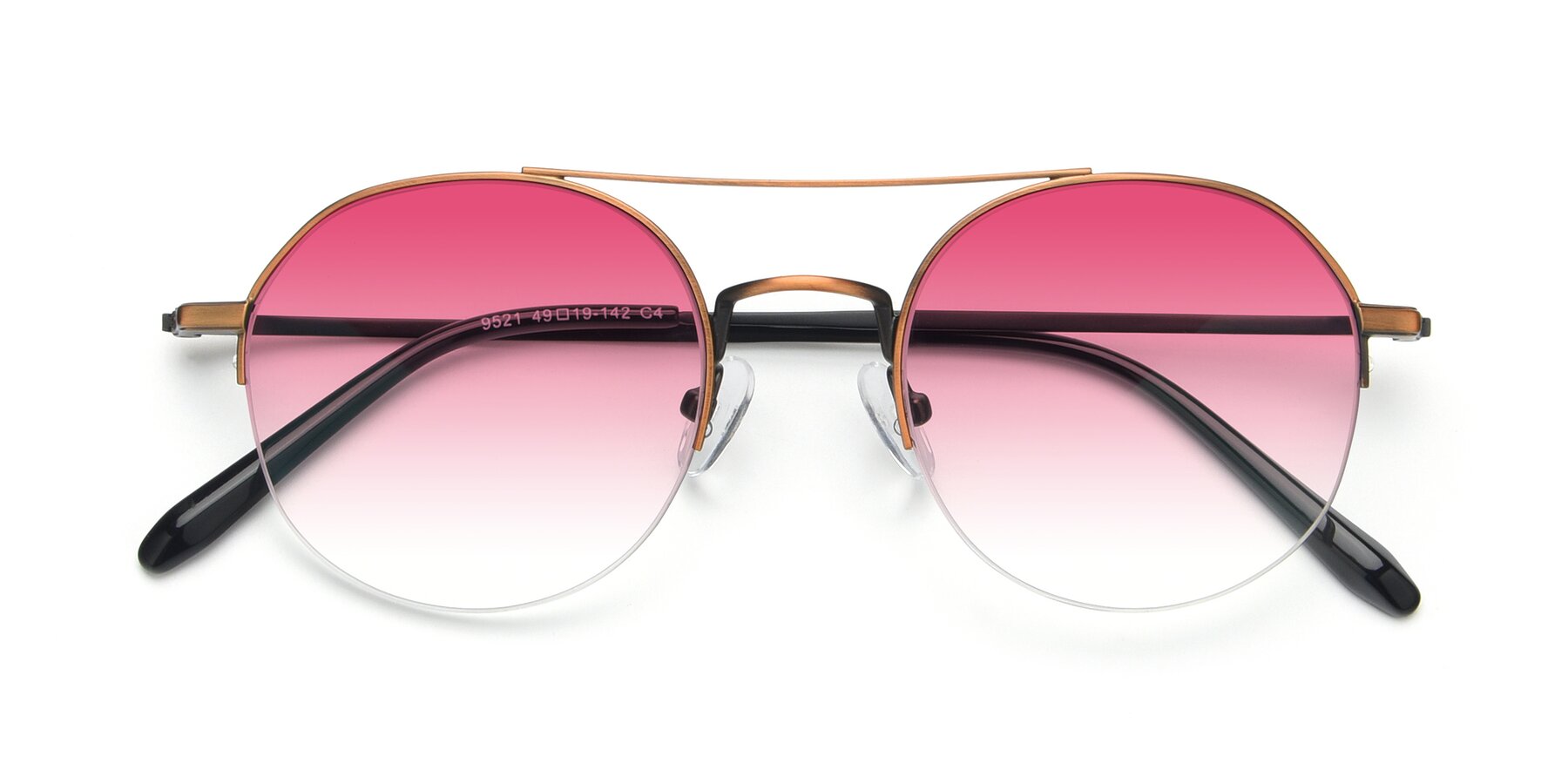 Folded Front of 9521 in Bronze with Pink Gradient Lenses